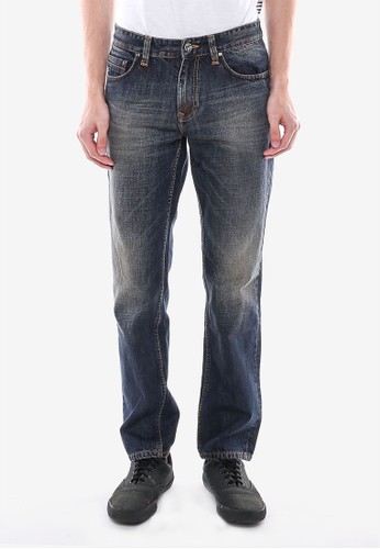 LGS - Slim Fit - Jeans Panjang - Biru Abu - Detail Whisker.