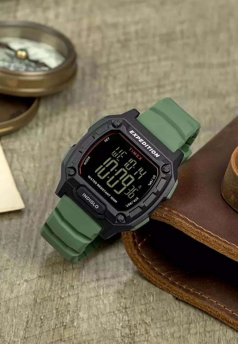Timex Expedition Ridge Green Silicone Digital Watch For Men TW4B34500