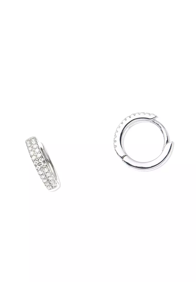 Grossé Tresor Silver: 925 silver, CZ stone hoop pierced earrings GS60491