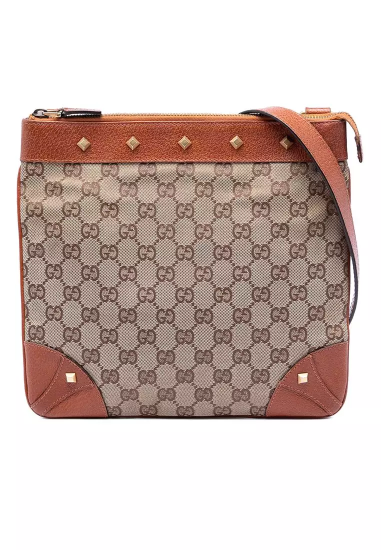 Pre-Loved Gucci Gg Canvas Nailhead Crossbody
