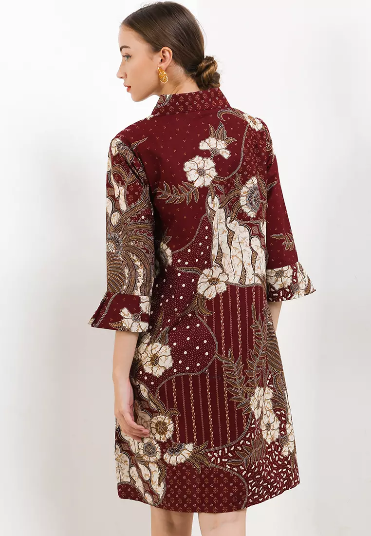 Valencia Dress Batik Wanita Katun Lengan Panjang 7/8