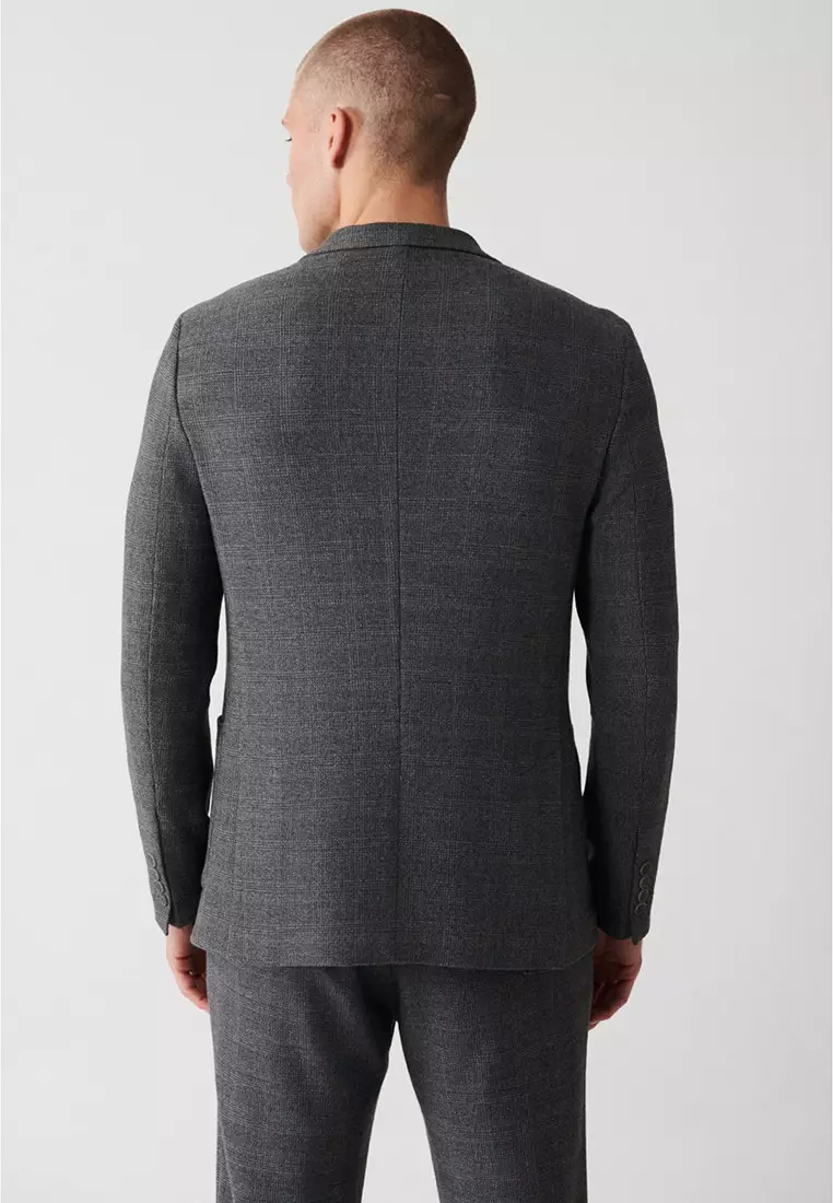 Men's Gray 360 Degree Flexible Double Slit Unlined Jacket A32Y4051