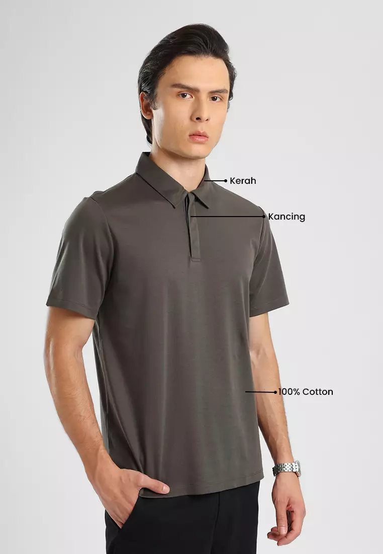 MANZONE - Polo Shirt Lengan Pendek Pria Otto 05 - Dark Grey Warna Grey_Dark