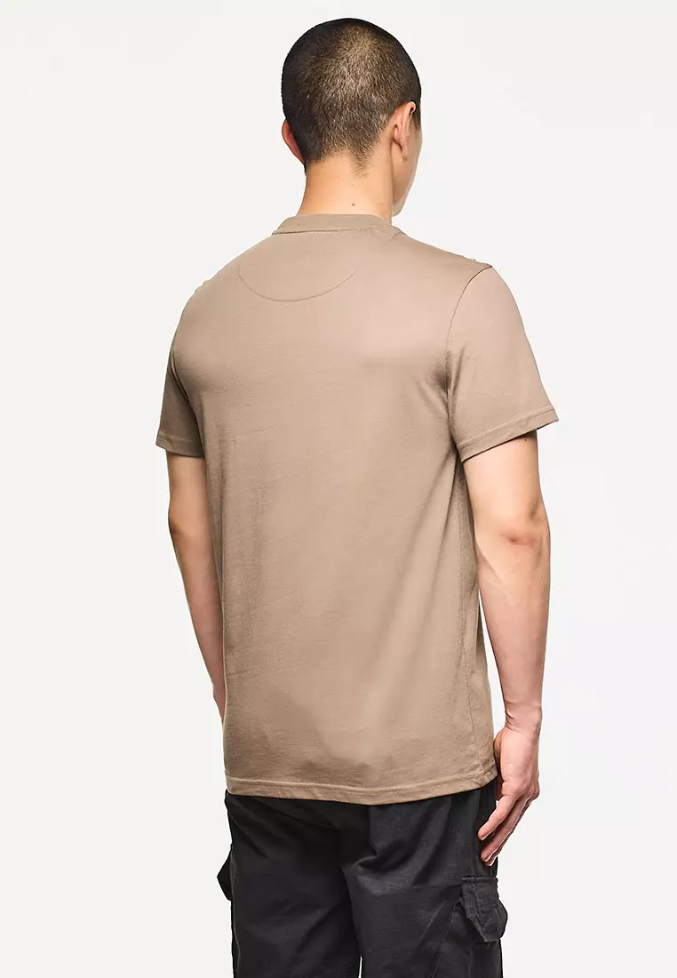 MENS TOBACCO MANUEL TEE WITH MID HOUSE CHECK PIPING
