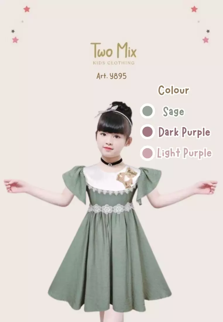Two Mix - Dress Anak Perempuan - Gaun Anak Cewek Rompi 1-12 Tahun Y895 Sage