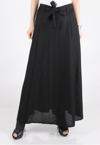 Linen Bowtie Maxi Skirt - Black