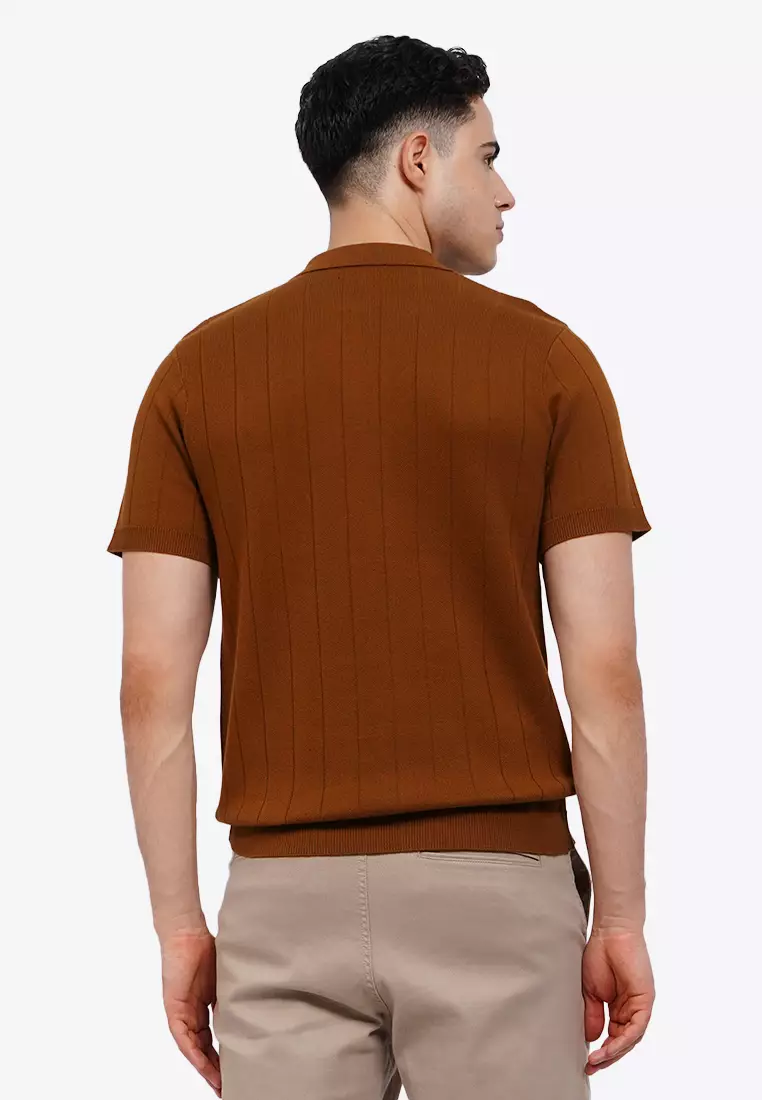 Short Sleeve Vertical Knit Polo Shirt