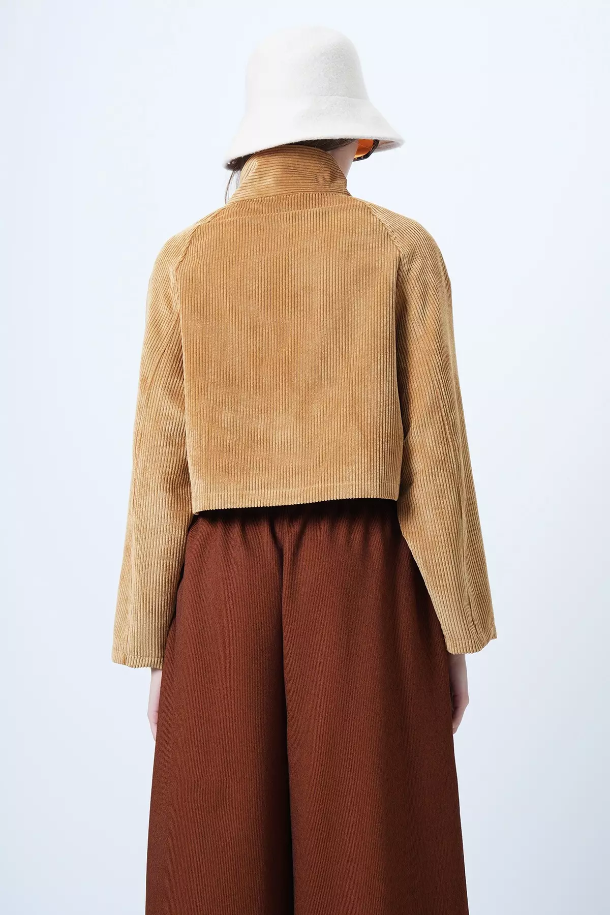 Mustard Double Pocket Raglan Sleeve Velvet Jacket Alc-X14604