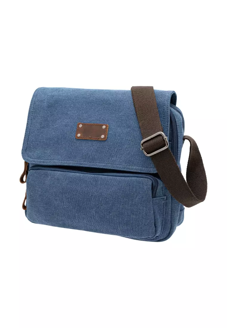 Jack Studio Men's Canvas Leather Casual Small Messenger Shoulder Bag BAD 21003