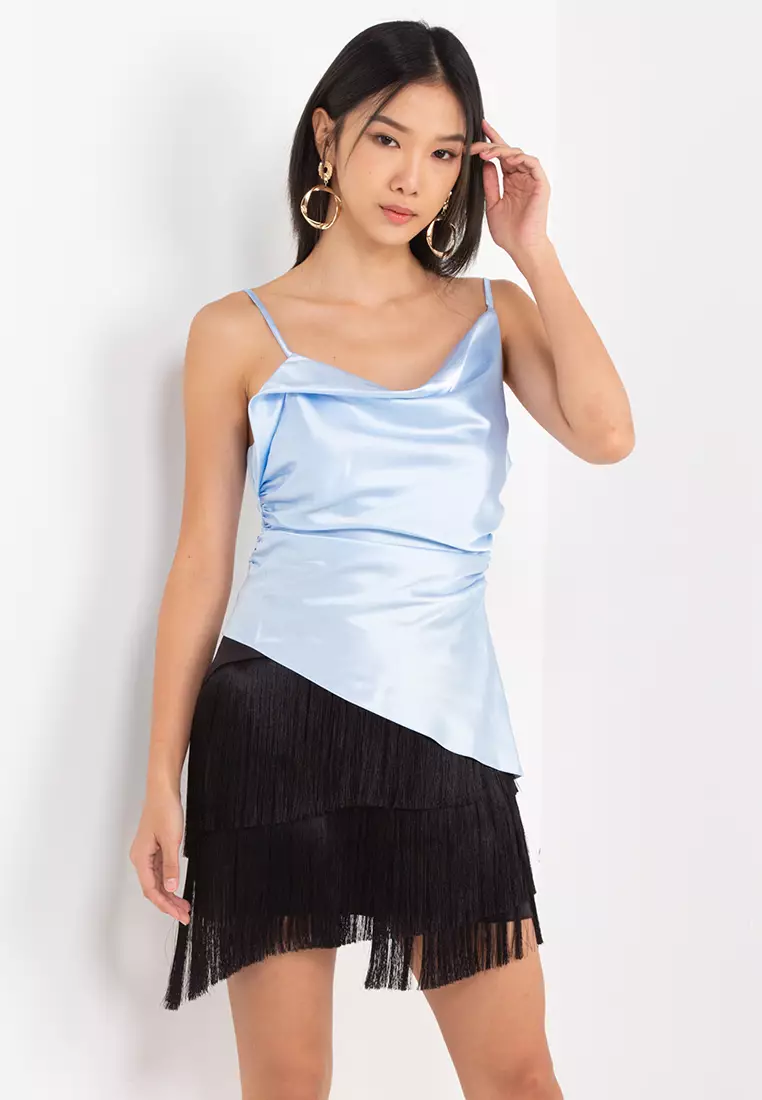 Buy TOPSHOP Asymmetric Cowl Neck Cami Top in Icy Blue 2024 Online