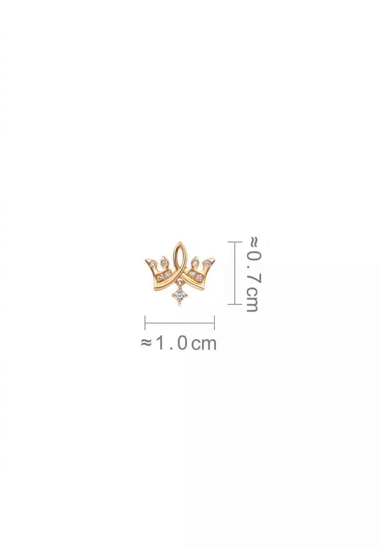 Delicate Gold 18K Rose Solid Gold Crown Single Stud Earring for Women 93320E