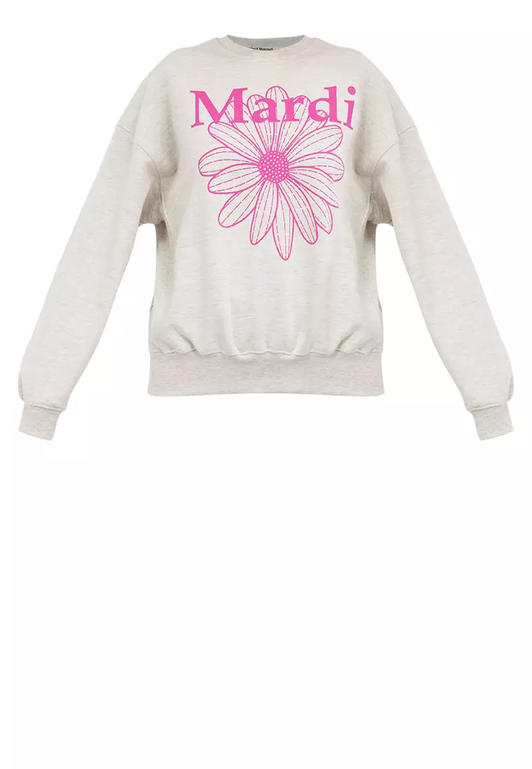 Sweatshirt Flower Mardi _Oatmeal Pink