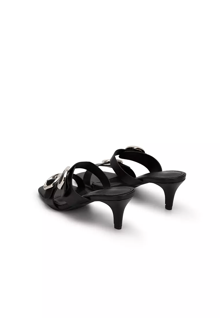 BUCKLE DUO STRAP MID HEEL SLIDE