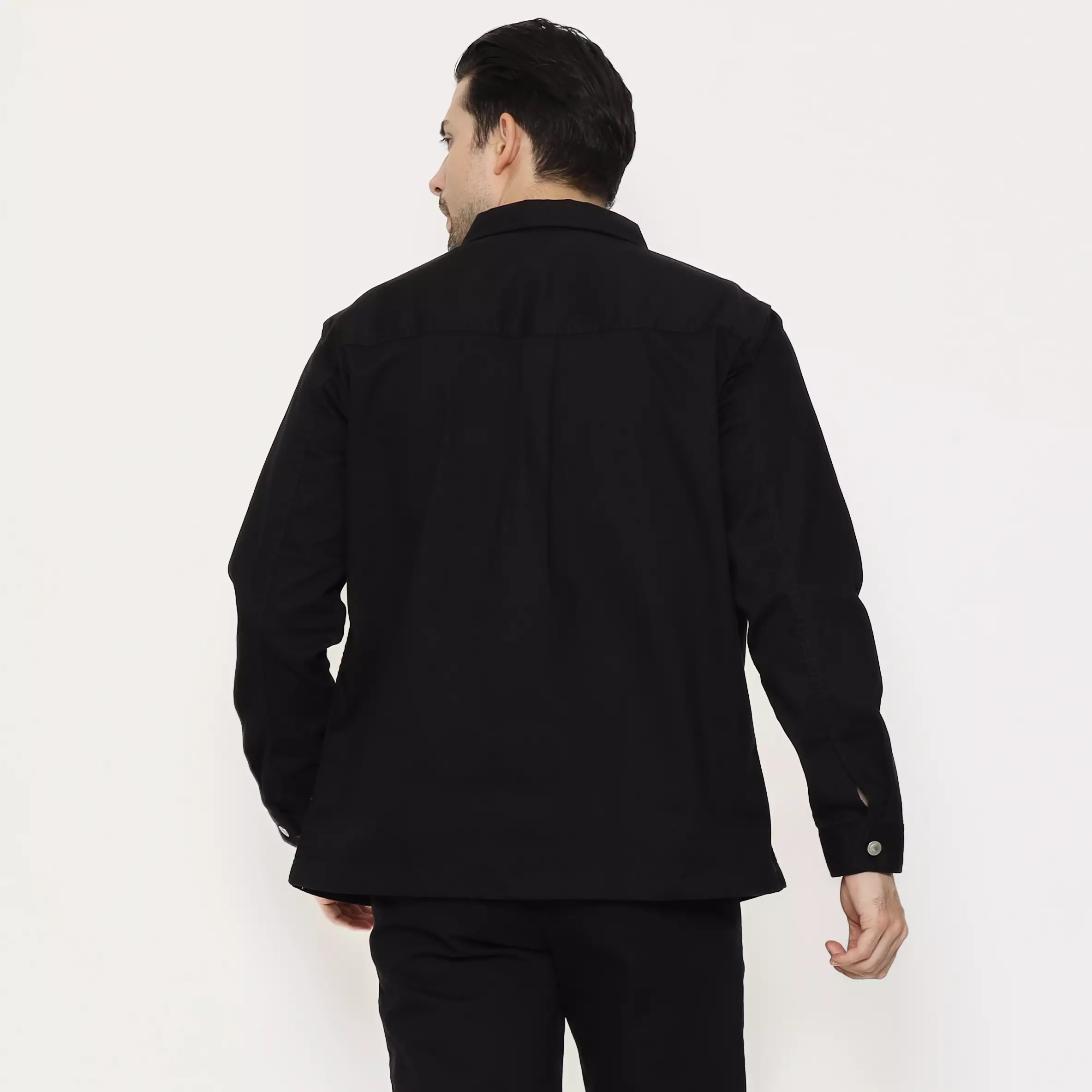 SCHOELLER JON-K6 Jaket Casual Pria Regular Fit Cotton Stretch Warna Black