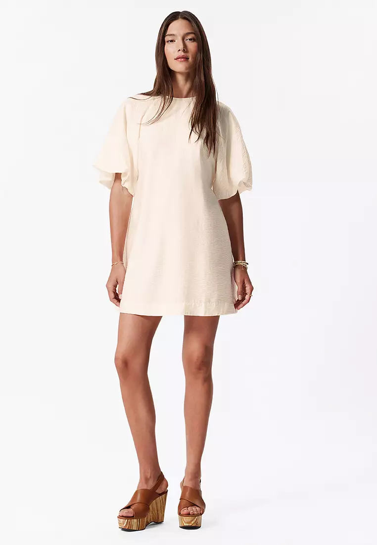 Puff-Sleeve Mini Dress