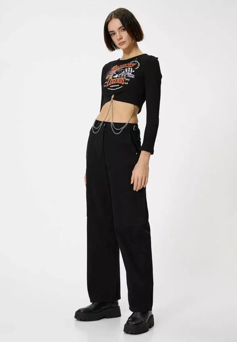 Cotton High Waist Cargo Pants