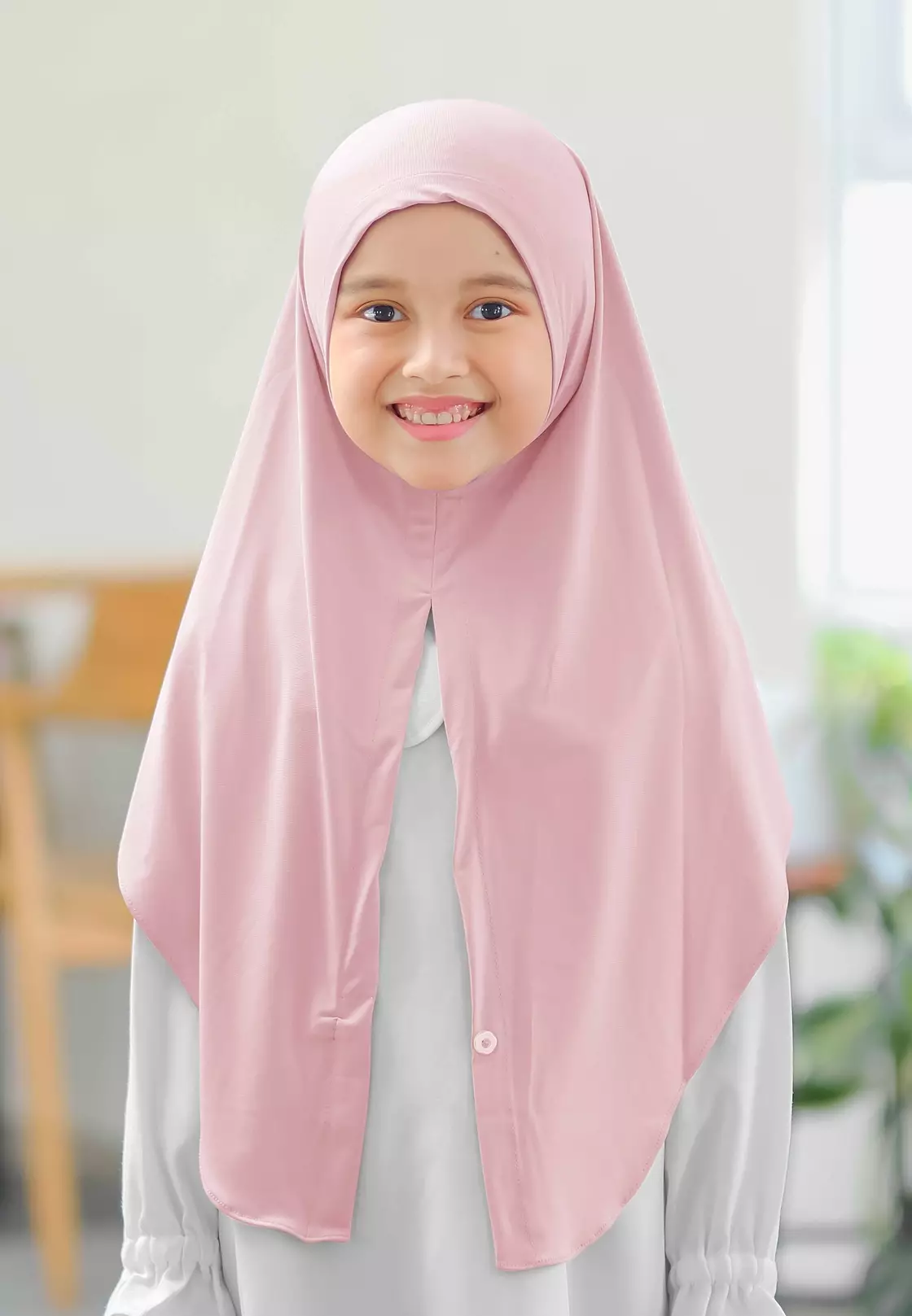 Cotton Bee - Cyra Bergo Kancing | Hijab Instan Anak - Princess Pink - L