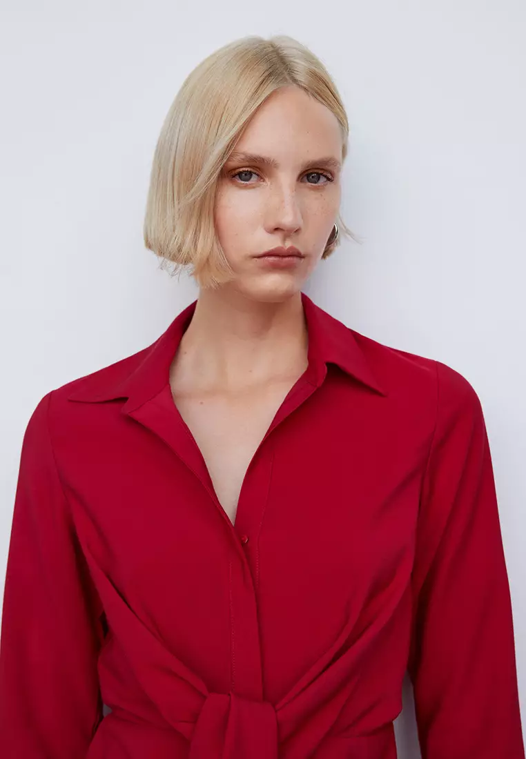 Red silk hot sale shirt dress