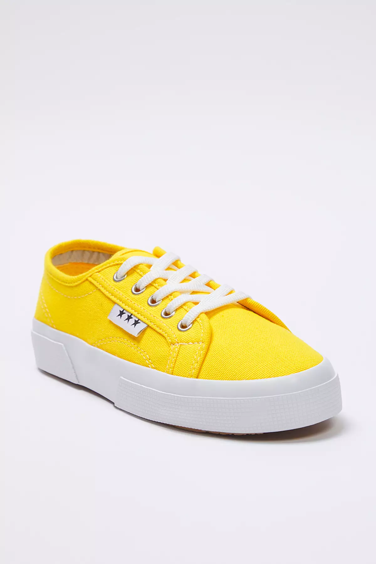 Yellow Lace-Up Flat Sole Women Sneaker Takss25Sn00039