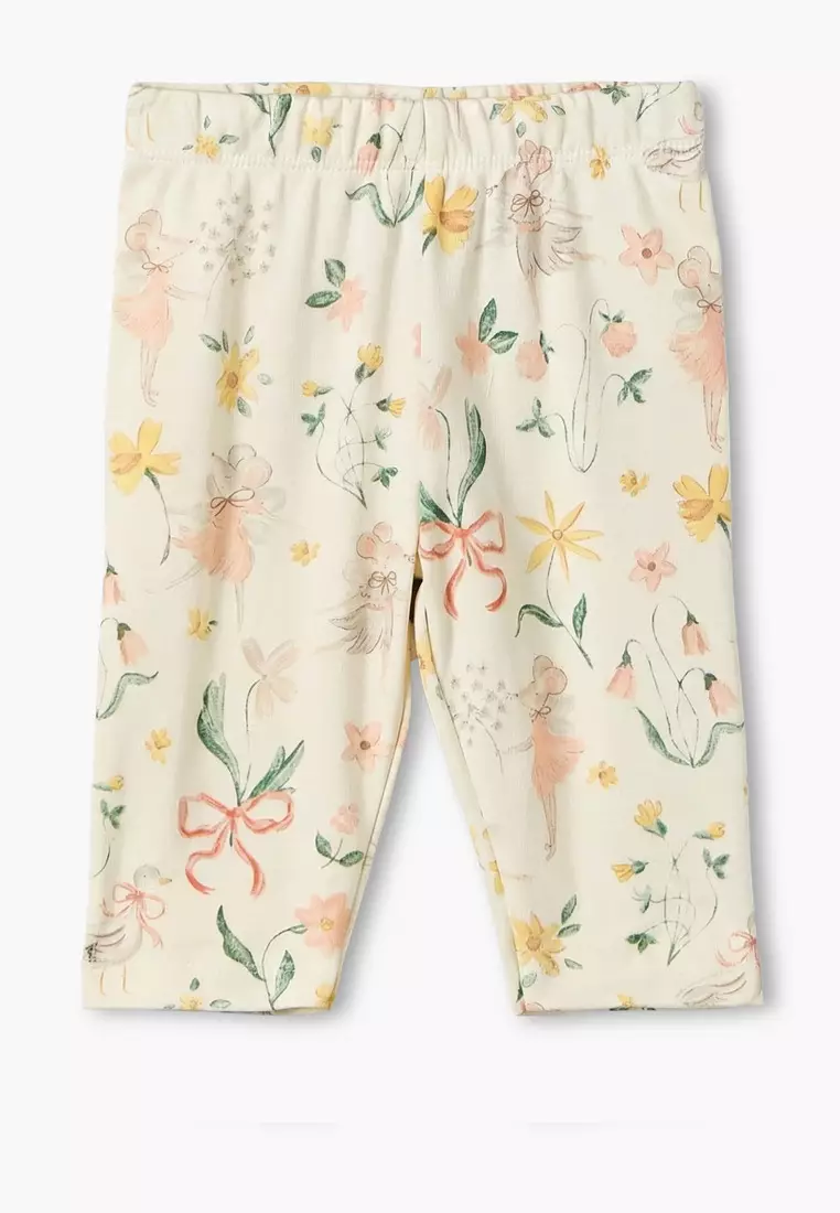 Babyshop Juniors Cotton Round Neck Long Sleeves Pyjama Set With Botanical Print