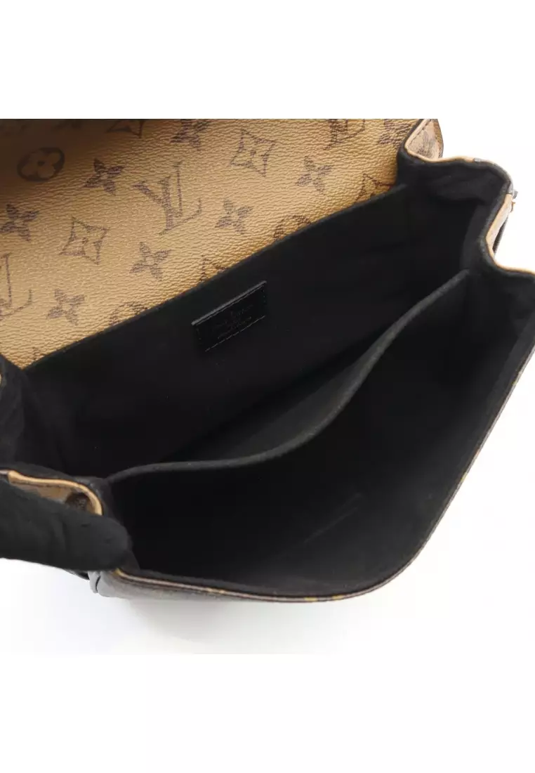 Pre-Loved Louis Vuitton pochette Metis MM monogram reverse Handbag PVC leather Brown black 2WAY