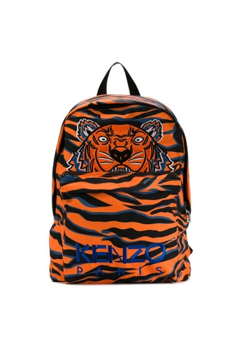 kenzo embroidered tiger backpack in arancione for unisex