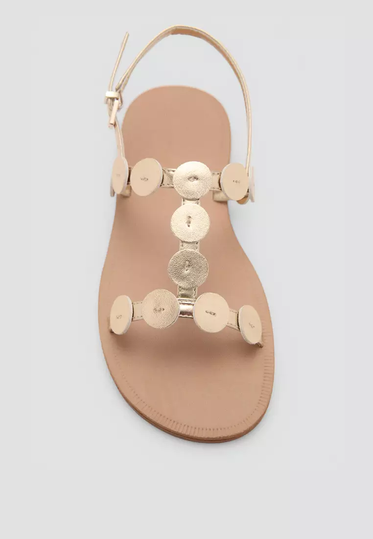 Metallic Sandals With Decorative Coins