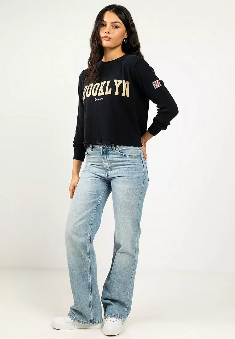 Athletic Essential Graphic Long Sleeve Top-Eclipse Navy