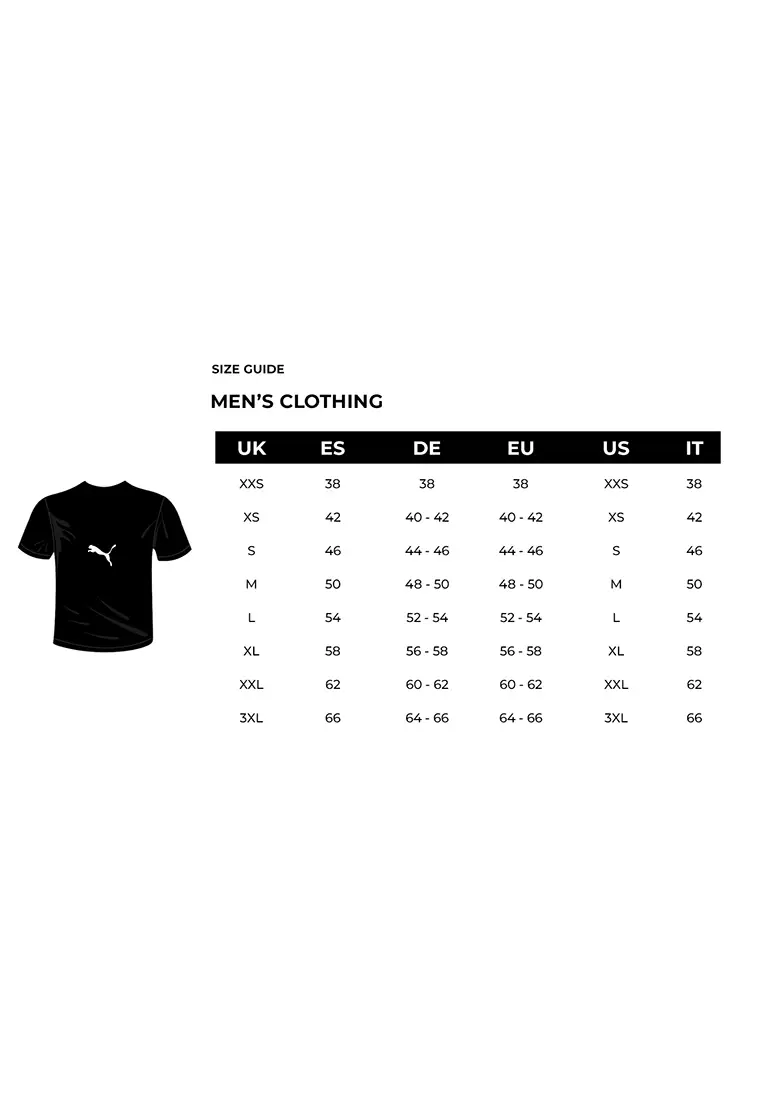 Puma men's shop jacket size chart