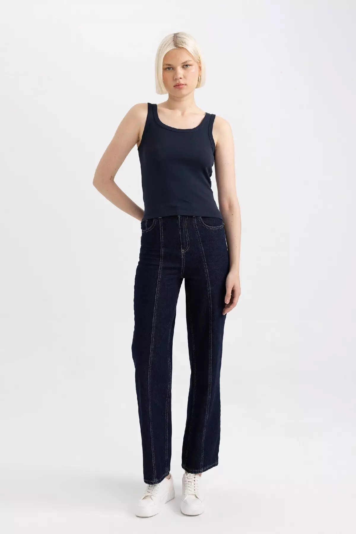 Slim Fit Slim Fit U Neck Basic Plain Ribbed Undershirt C9826Axns