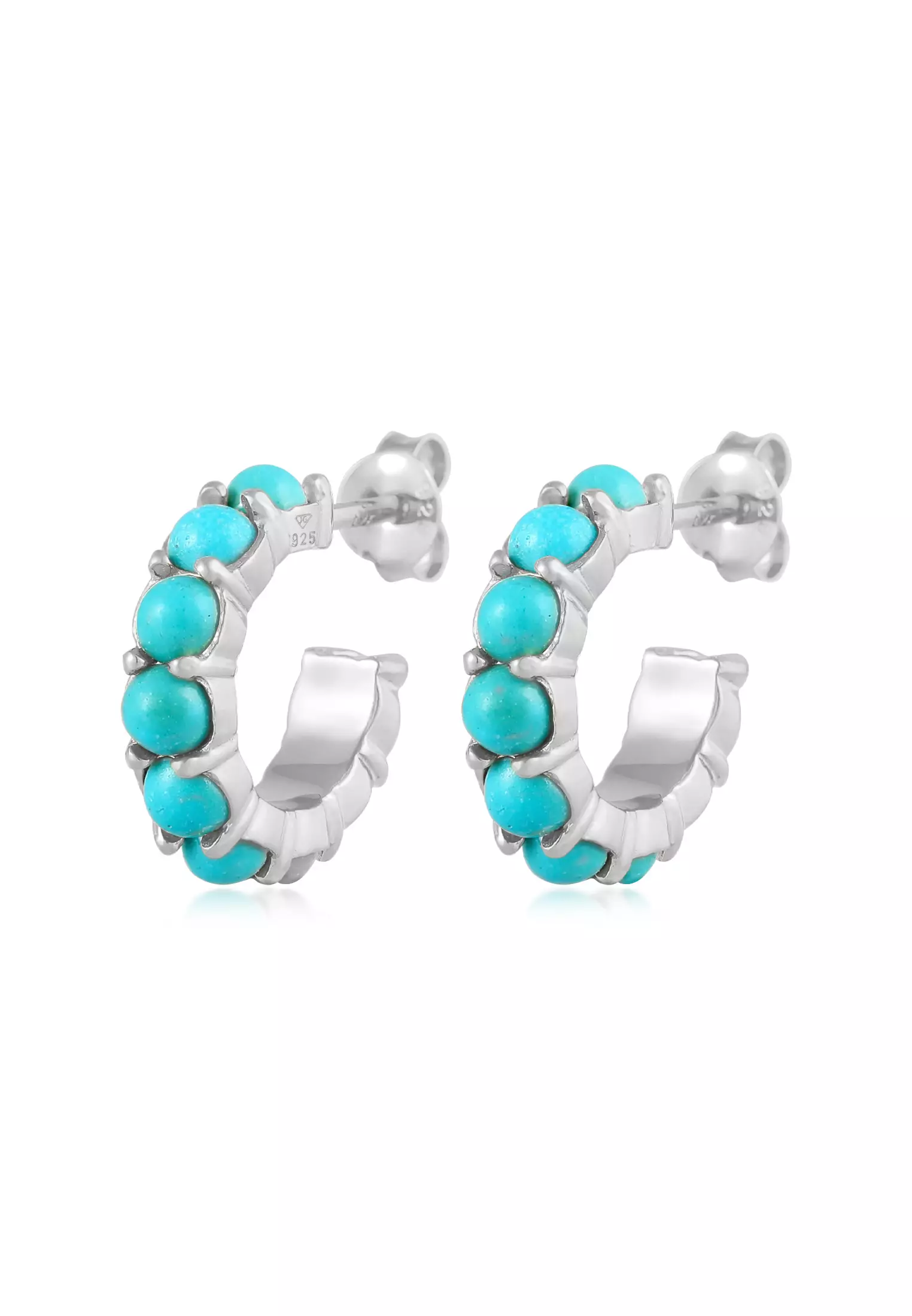 Earrings Men Creoles Boho Vintage With Howlite Beads Turquoise