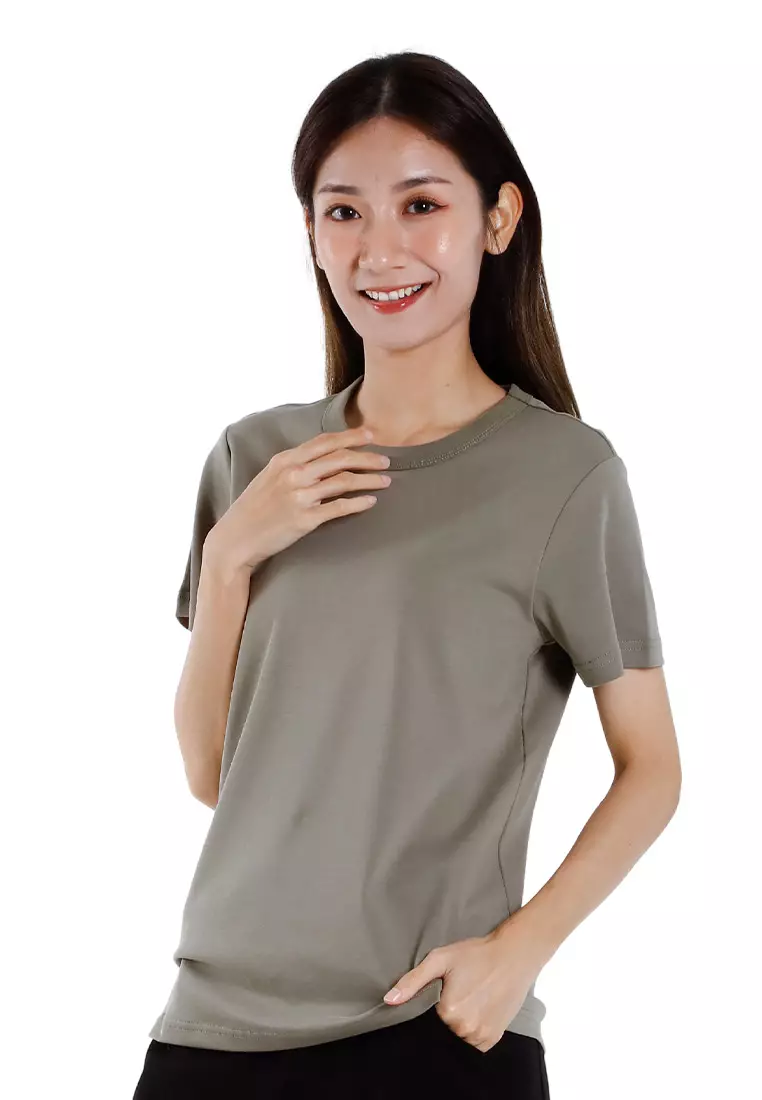 Forest Ladies Premium Cotton Round Neck Tee | Baju T Shirt Perempuan - 822435-48Olive