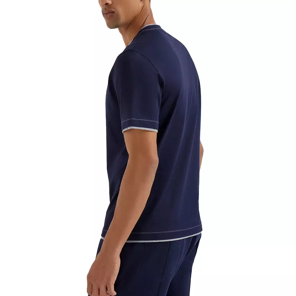 [4.4PRIL KEJUTAN HARGA] Logo Faux Layering Cotton Jersey Crew Neck T-Shirt Cobalt