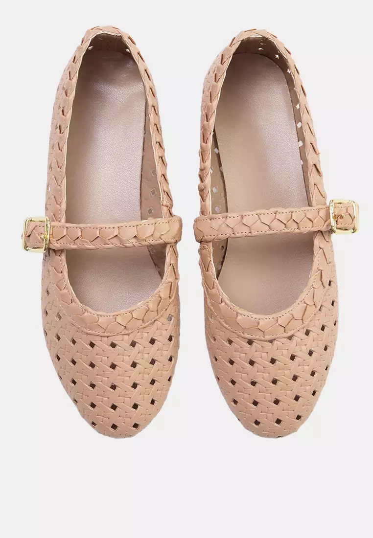 Weaved Mary Jane Flats