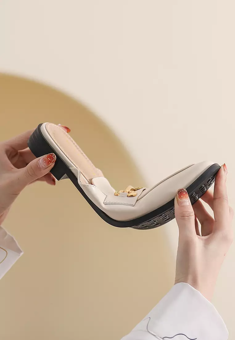 Horsebit Synthetic Leather Mules WW340-6