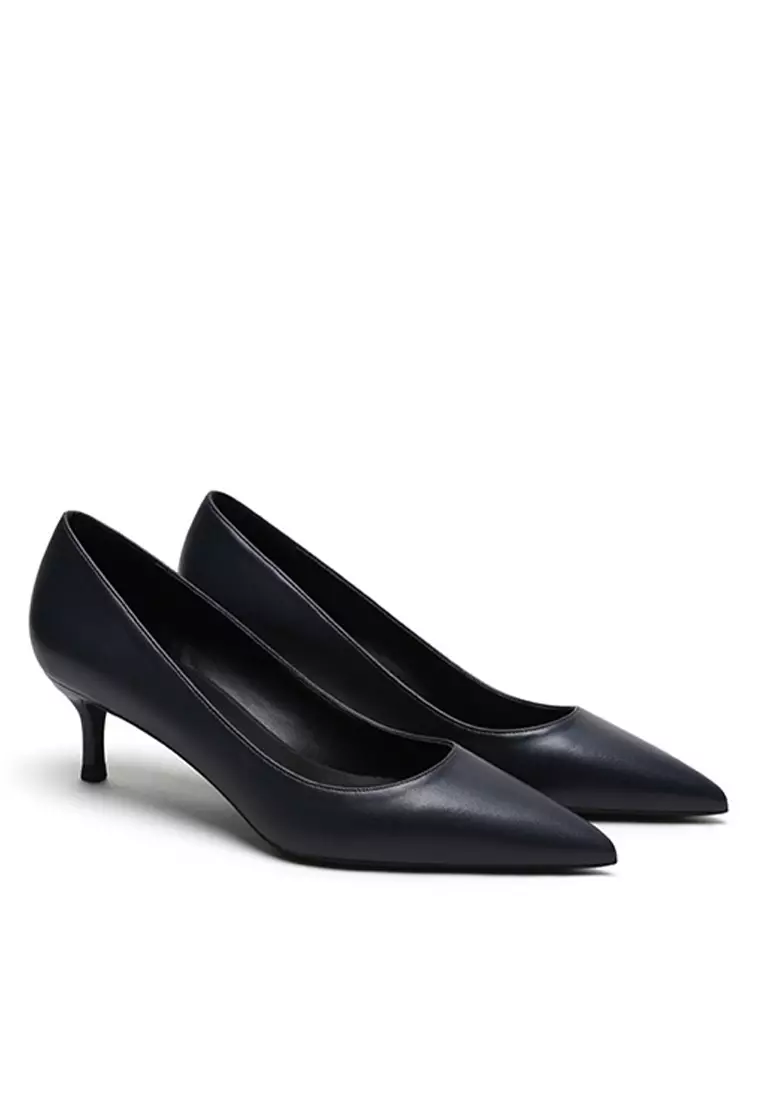 5CM Uniform Pointed Mid Heel Shoes HZL151