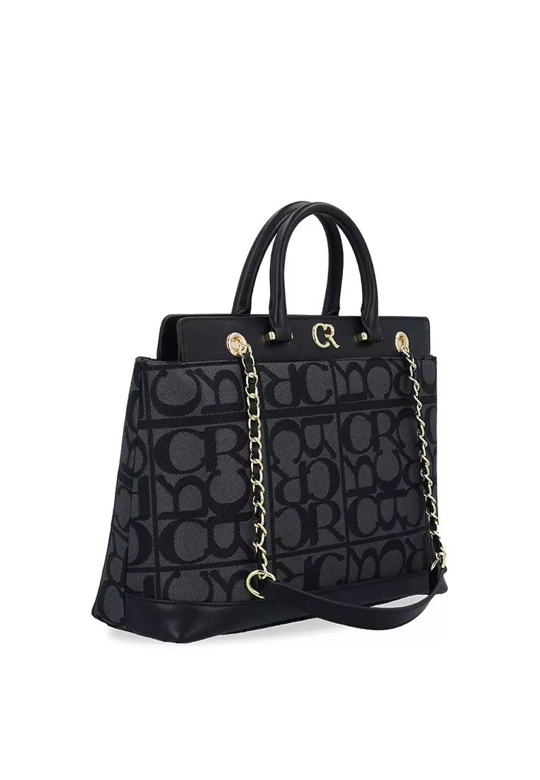 Carlo GEO Jacquard Tote Bag - Black