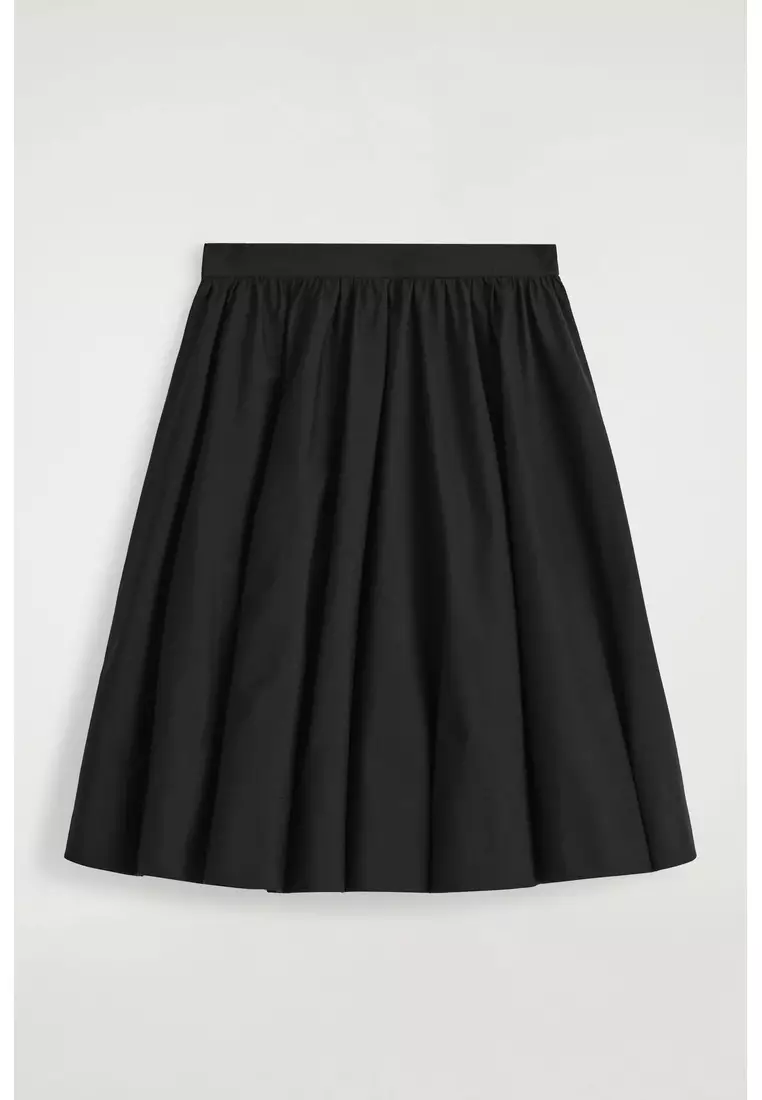PINTUCKED COTTON MIDI SKIRT