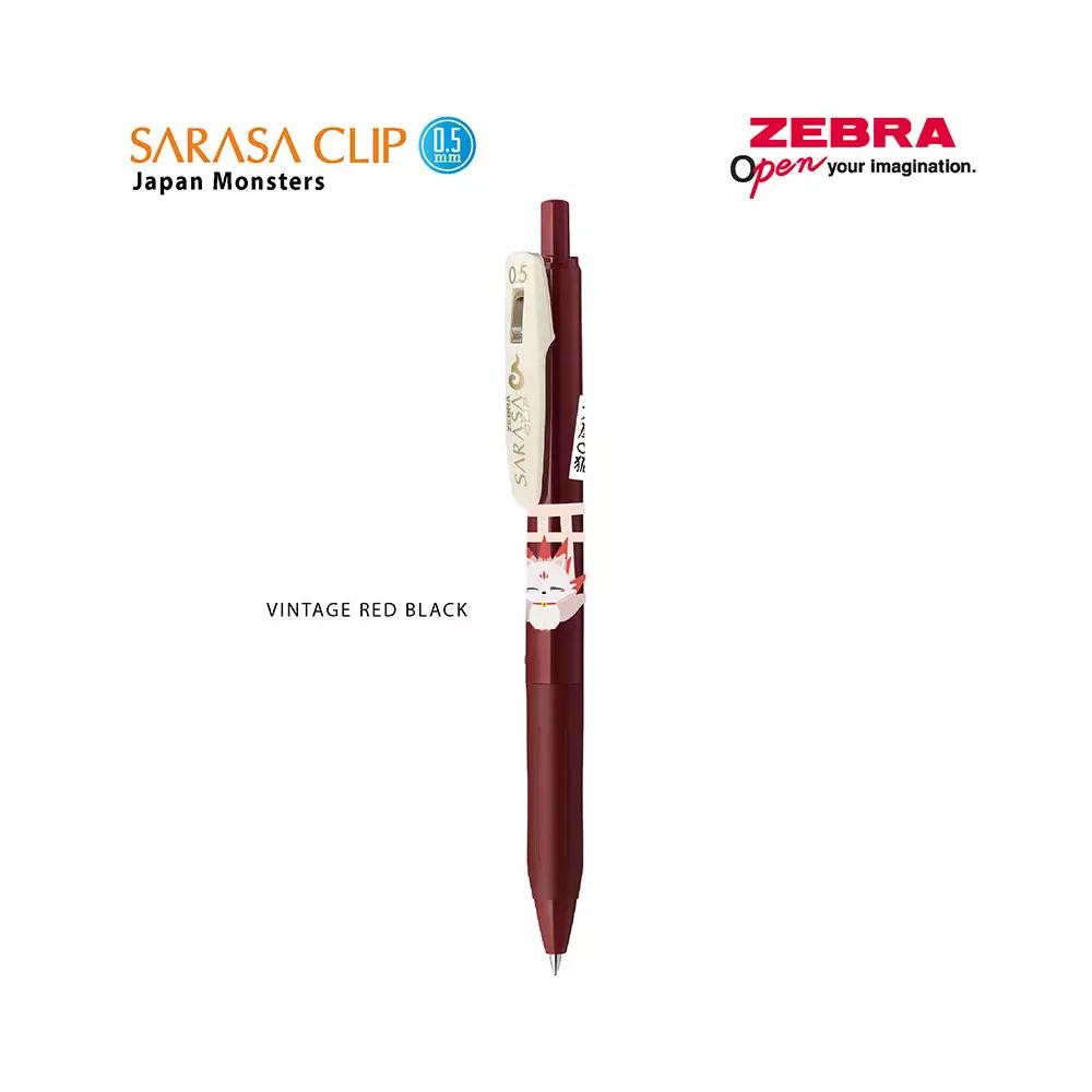 ZEBRA 0.5 MM SARASA PULPEN GEL RED BLACK MONSTER VINTAGE CLIP