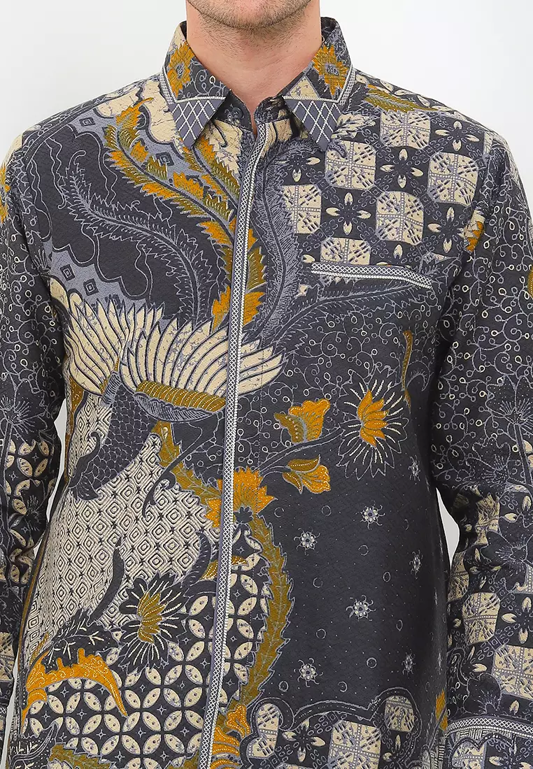 Batik Talenta Exclusive Lengan Panjng Dobby Smock Bagau Abu