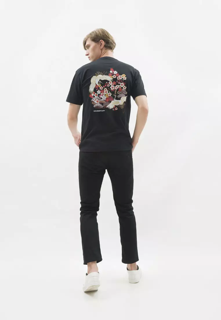 Kaos hitam t shirt polos houseofcuff motif Flower READY HINGGA 4XL