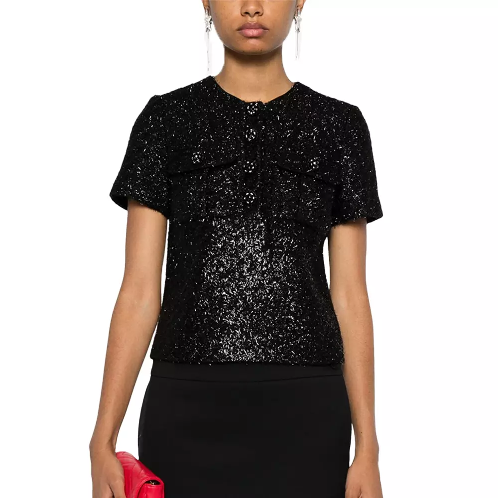 [4.4PRIL KEJUTAN HARGA] Tinsel Boucle Top Black