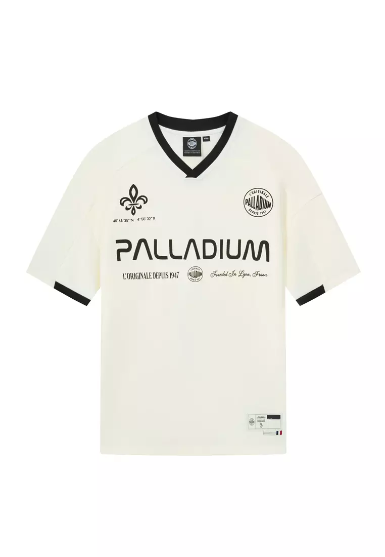 男裝 LOGO 復古寬鬆落肩拼色T裇