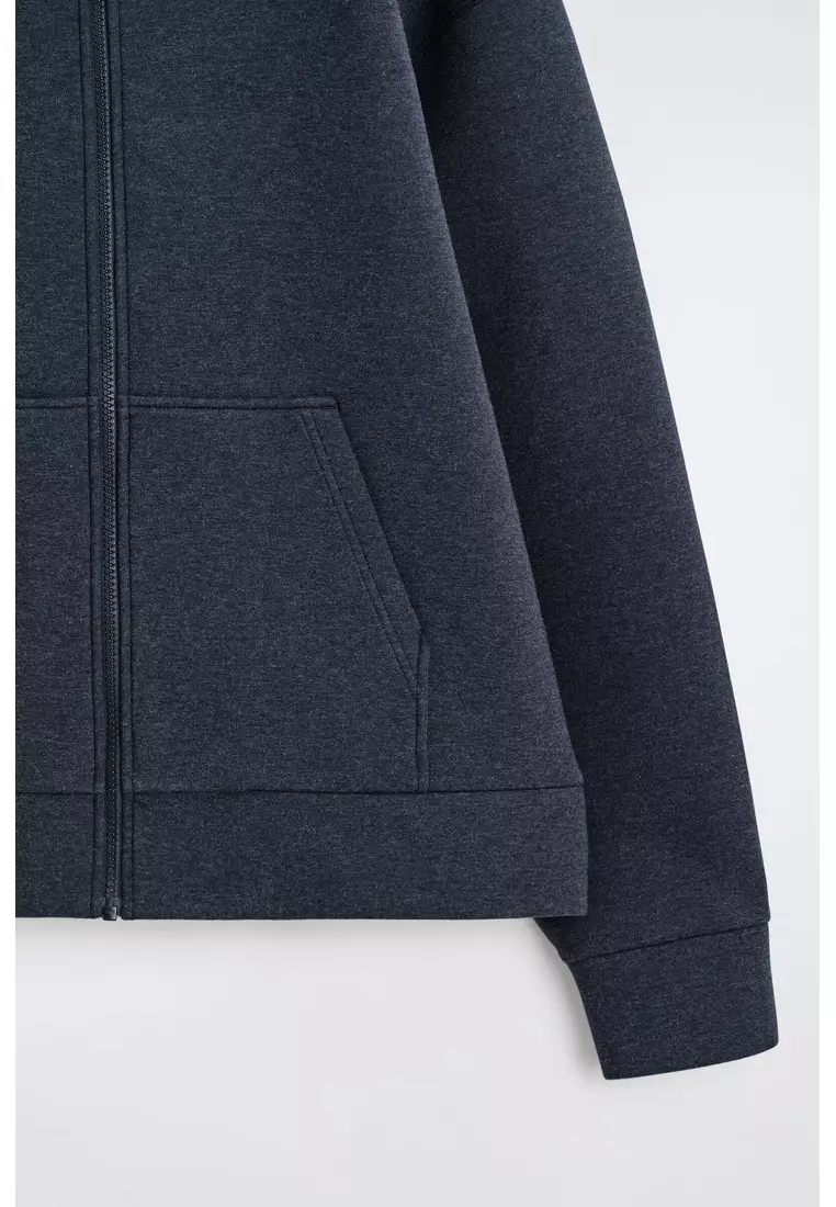 OVERSIZED SCUBA-JERSEY ZIP-UP HOODIE