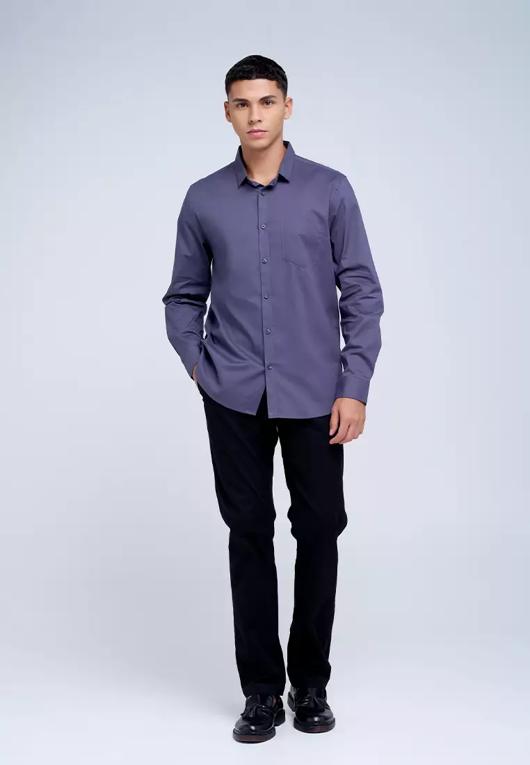MANZONE - Kemeja Lengan Panjang Pria Jazbe 2 Modern Fit - Blue Warna Blue