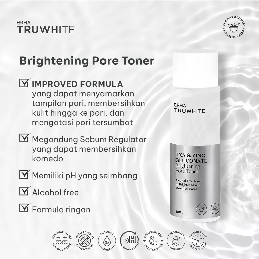 Erha Truwhite Brightening Pore Toner 100 ml - Toner Pencerah Wajah