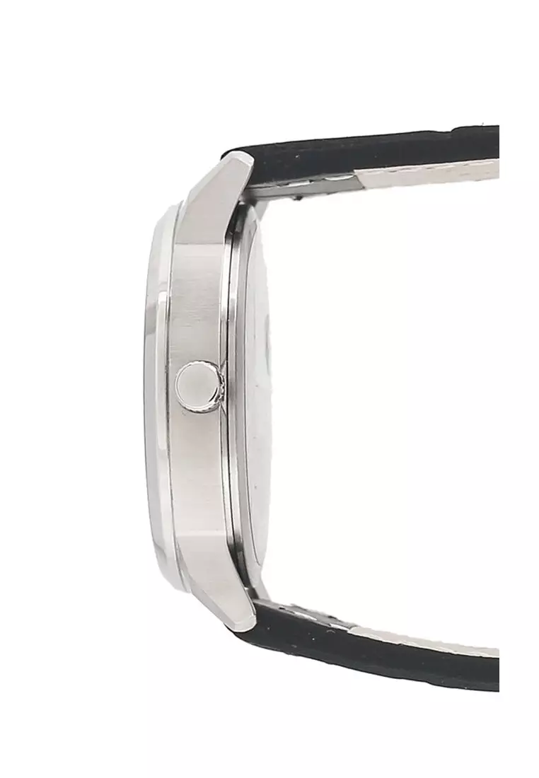 Alexandre Christie Jam Tangan Wanita - Black Silver - Leather Strap - 1030 LDLSSSL