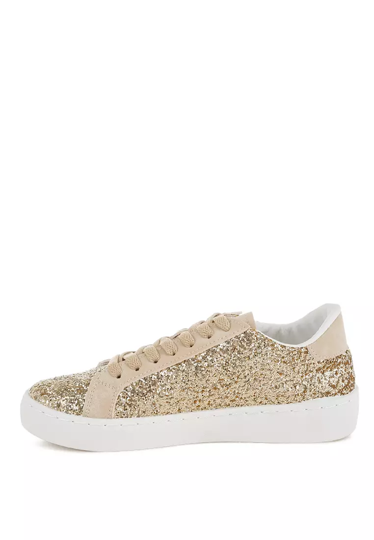 Sepatu Kets Chunky Glitter Star Warna Emas
