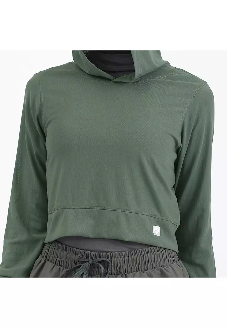 Fitwear - Croptop Jaring / Mesh / Sheer Olahraga SIERRA HOODIE - FERN GREEN