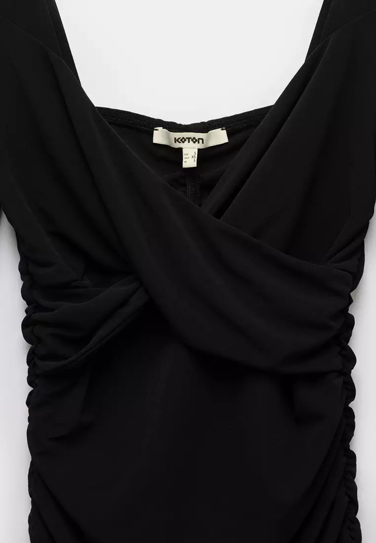 Draped Long Sleeve Mini Dress